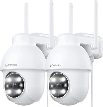 Зовнішня WiFi IP-камера GALAYOU 2K PTZ, 2 шт., кольорове нічне бачення, двосторонній звук