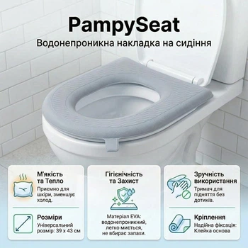 Водонепроникна накладка на сидіння унітазу PampySeat, сіра