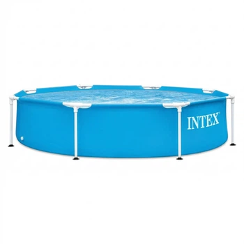 Круглый каркасный бассейн Intex 28205, размером 244×51 см, 1828 л, трёхслойный пвх, с оцинкованным каркасом, синий