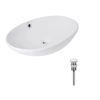 Раковина накладная овальная 635x420x150 мм Qtap Dove White + Донный клапан PU02O