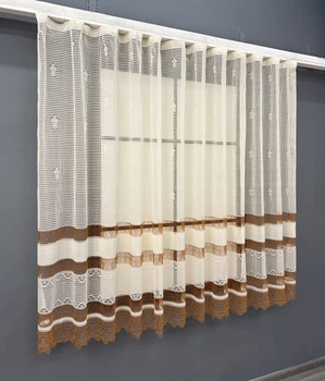 Тюль сітка VR-Textil Juli № 1876т Арка на кухню колір молочний з карамельним 250х145 см (53-0197)