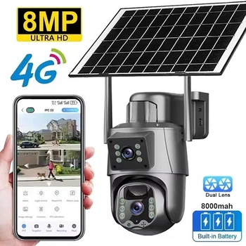 4G камера відеоспостереження Guudgo EXF-QS6-B4L4QE на сонячній панелі, подвійна лінза, 8МП із вбудованим акумулятором 8000mAh