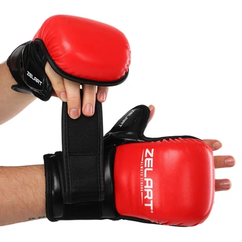 Перчатки Крабы спаринговые для MMA PU Zelart BO-4612 Размер L Красный-черный
