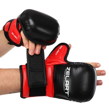 Перчатки Крабы спаринговые для MMA PU Zelart BO-4612 Размер XL Черный-красный