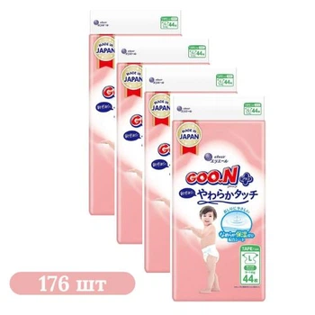 Детские подгузники 176 шт Goo.N Plus размер 4 L (9-14 кг)