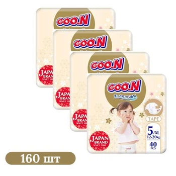 Детские подгузники 160 шт Goo.N Premium Soft размер 5 (XL) (12-20 кг)