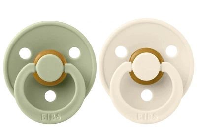 Пустушка BIBS 0-6 m Colour Latex Round (круглая) Sage/Ivory, 2 шт