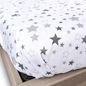 Простынь на резинке Бязь Silver Stars Белый/Серый 80*190 высота 25 см