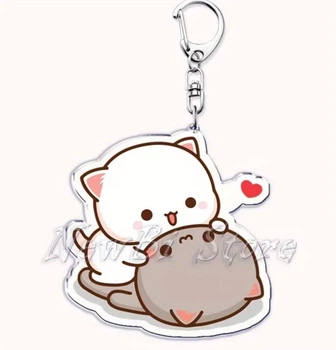 Акриловый брелок котики Mochi 5–6 см, брелок с котиками для ключей или сумки