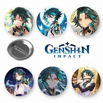 Набор закатный значков Genshin Impact Xiao Геншин импакт Сяо 6 шт (ГІ21387)