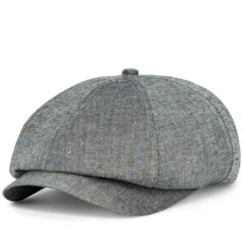 Кепка восьмиклинка хулиганка NewsBoy cap льняная VladAltex 55 Серый 9215-6