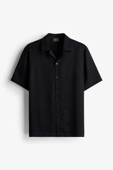 Рубашка regular fit H&M 1227342002c61 M черная (100009457)