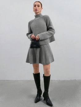 Костюм (джемпер, спідниця) Shein sz2408149580235903 L сірий (100007474)
