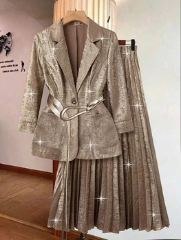Костюм (пиджак + юбка) Shein sz2410210501429929 L золотой (100007897)