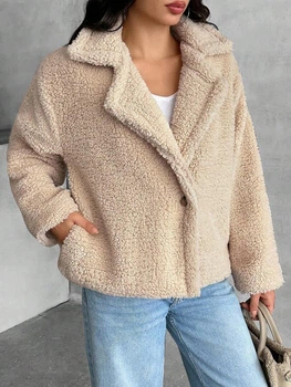 Пальто тедди Shein sz25071131667666653 L бежеве (100007917)
