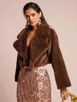 Шубка Shein sz25072873146261833 M коричневая (100008036)