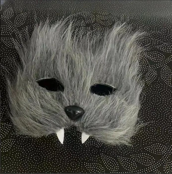 Хутряна пухнаста 3D маска кота лисиці для квадробіки котик косплей фуррі фурсьют фурри аніме квд сіра ікла
