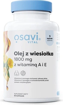 Олія насіння примули вечірньої Osavi з вітамінами А та Е, 1800 мг, 90 капсул (5904139924792)