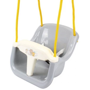 Дитяча гойдалка підвісна Technok Toys сіра з переднім обмежувачем 34x34x21 см пластикова іграшка для вулиці та дому з міцними канатами