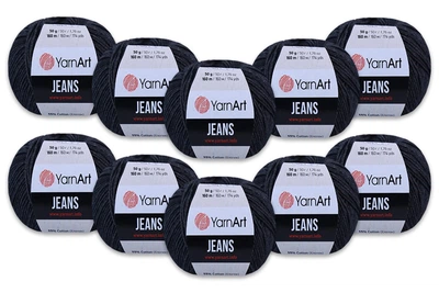 Упаковка YarnArt Jeans, Темно-сірий №28, 10шт - пряжа нитки для в'язання спицями та гачком (іграшки, одяг), 55% бавовна, 45% акрил, 50 г/160 м