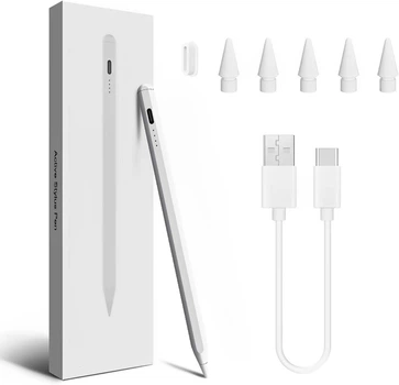 Стилус для iPad 2018-2025 быстрая зарядка palm rejection type-c белый
