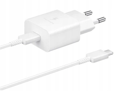 Мережевий зарядний пристрій для Samsung 25 W USB-C White + Кабель Type-C 1 м