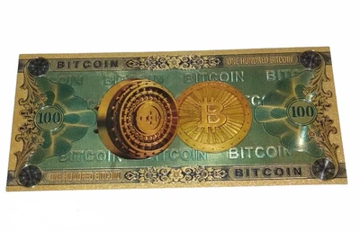 Сувенирная банкнота 100 Биткоинов (Bitcoin, BTC) в подарок.