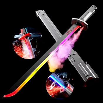 Световой меч с искрами и дымом меч самурая звездные войны меч Джедая RGB