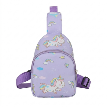 Сумка через плечо детская с единорогами / Purple / 18х16 См