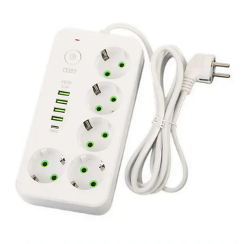 Мережевий фільтр-подовжувач 5 розеток 4xUSB-A 1xUSB-C 3м білий HP-5-49 (A-049389)