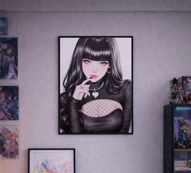 Постер у рамці під склом Soft Goth Beauty: Aesthetic Anime Girl Poster А4