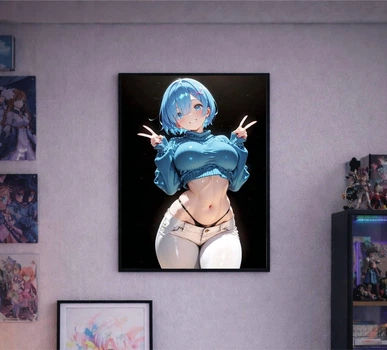 Постер у рамці під склом Ocean Goddess: Luxury Anime Girl Night Beach Poster А3