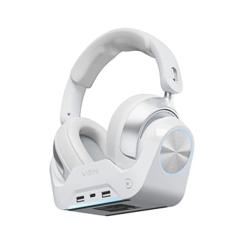 Бездротові ігрові навушники VGN OMNISOUND Pro Max / 53 мм / 40 000 Гц / Магнітна база станція / White / Білий
