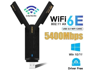 Сетевой адаптер Wi-Fi 6E USB Fenvi FU-AXE5400 двухдиапазонный беспроводной MU-MIMO USB 3.0 Black (19122)