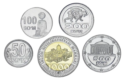 Набор монет Узбекистан набор из 5 монет 2018-2022 UNC 50, 100, 200, 500, 1000 сум