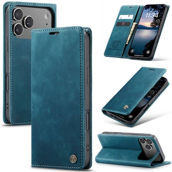 Чехол-книжка CaseMe из нубука для iPhone 17 Pro Max Бирюзовый