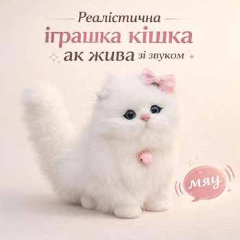 Реалистичная мягкая игрушка кошка как живая со звуком мяу плюшевый белый кот мягкая кошечка антистресс обнимашка реалистичный котик подарок для девочки 18см