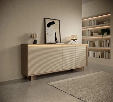 Комод с подсветкой Perfect Home Семи / Semi 4D/204 4-дверный Боливар натуральный/капучино