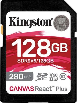SDXC Kingston 128 GB SDXC Class 10 UHS-II U3 Canvas React Plus (SDR2V6/128GB)