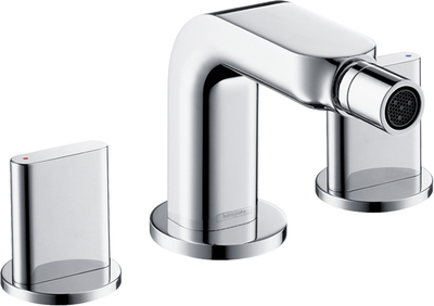 Cмеситель для гигиенического душа HANSGROHE Metropol на биде двухвентильный хром латунь с донным клапаном 14263000