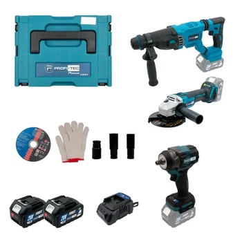 Акумуляторний набір інструментів PROFI-TEC Combo Set 3/7 POWERLine (PBH201, DGA20BL, PTW502) (2×PT2040MP (4.0 Аг), зарядний пристрій)