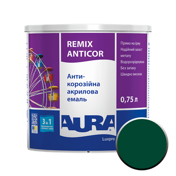 Антикоррозионная эмаль Aura Luxpro Remix Anticor (RAL 6005 зелена) 0,75л