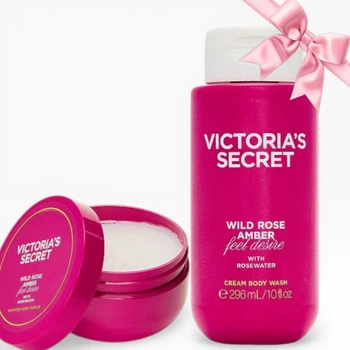 Подарунковий набір Victoria's Secret Wild Rose Amber Cream Body Wash + Body Scrub (912/911)