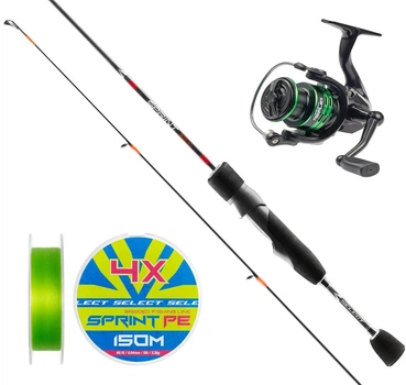 Готовий ультралайт комплект: спінінг Select Sprint 1.89m 0.5-2.5g з котушкою і шнуром