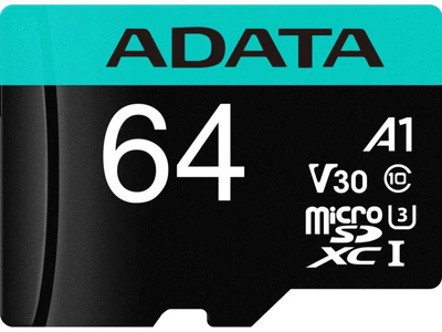 Карта пам'яті ADATA 64 GB microSDXC UHS-I U3 Premier Pro + SD-adapter (AUSDX64GUI3V30SA2-RA1)