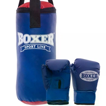 Набор боксерский детский Boxer (груша и перчатки) Черно-синий