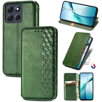 Чехол Deexe Rhombus Wallet для Motorola Edge 70 Fusion - Green