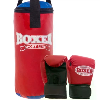Набор боксерский детский Boxer (груша и перчатки) Черно-красный