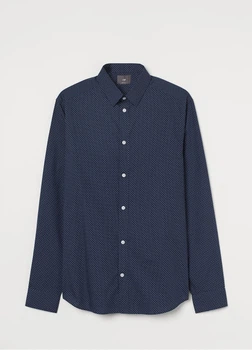 Рубашка H&M 12419 Темно-синій з білим XL (0976)