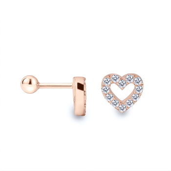Серьга для хеликса из красного золота Золотое сердце (з40104)